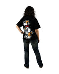 Back view of a model wearing a black t-shirt featuring a large dog graphic design from the 'That's Ruff!' collection. Paired with casual jeans and sneakers, this outfit blends playful design with everyday comfort.