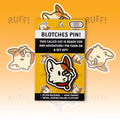Carded Blotches headshot enamel badge with deluxe locks; kawaii cat pin for jackets, ita bags, and lanyards—furry accessories.
