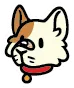 Cartoon-style sticker of a cat head with a red collar and playful expression, part of the 'That's Ruff!' collection. 