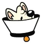Cartoon-style sticker of a dog wearing a cone of shame, part of the 'That's Ruff!' collection. A humorous and playful design perfect for personalizing laptops, water bottles, or notebooks with a touch of fun.