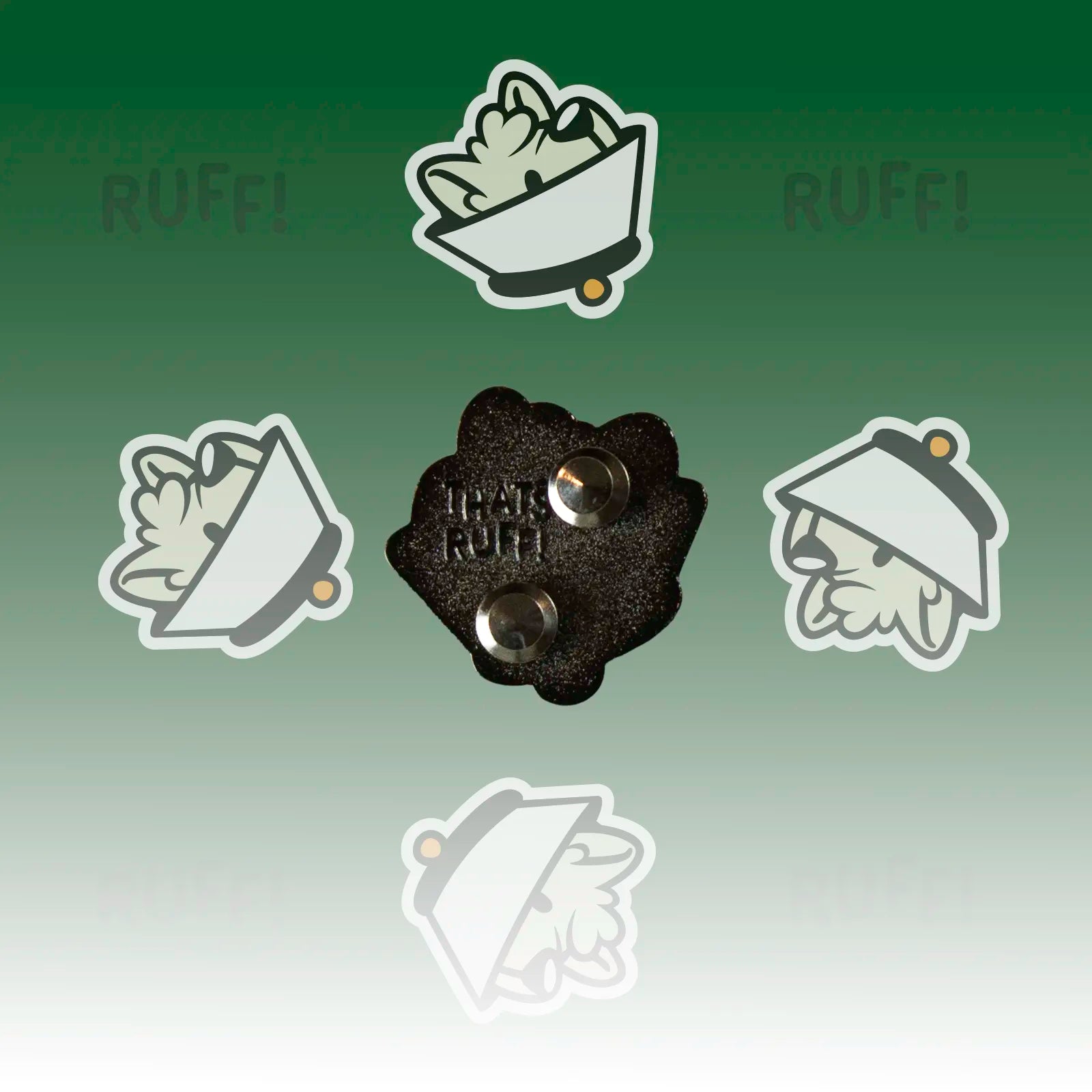 Reverse of the Lamp Samoyed head pin with two posts and secure metal clutches; scratch-resistant hard enamel—collector furry merch.