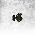 Reverse of the wipeout dog pin showing three posts, sturdy metal backs, and THAT'S RUFF stamp—durable hard-enamel construction.