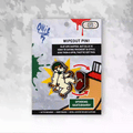Interactive enamel pin of Ollie the skating dog on backing card; board spins, includes deluxe metal locking clutches—great furry merch gift.