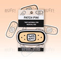 Front view of a bandage logo hard-enamel lapel pin from That's Ruff with glossy finish and deluxe locking pin backs—cute furry accessory for bags, jackets, or ita bags.