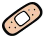 Cartoon-style sticker of a simple bandage design with bold outlines, part of the 'That's Ruff!' collection. Perfect for adding a playful touch to laptops, notebooks, or water bottles.